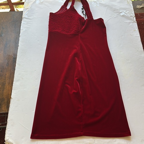 Vintage 90s Glitter Mini Dress Velvet Bodycon Burgundy Betsey Johnson Sexy Hot L - Picture 7 of 16